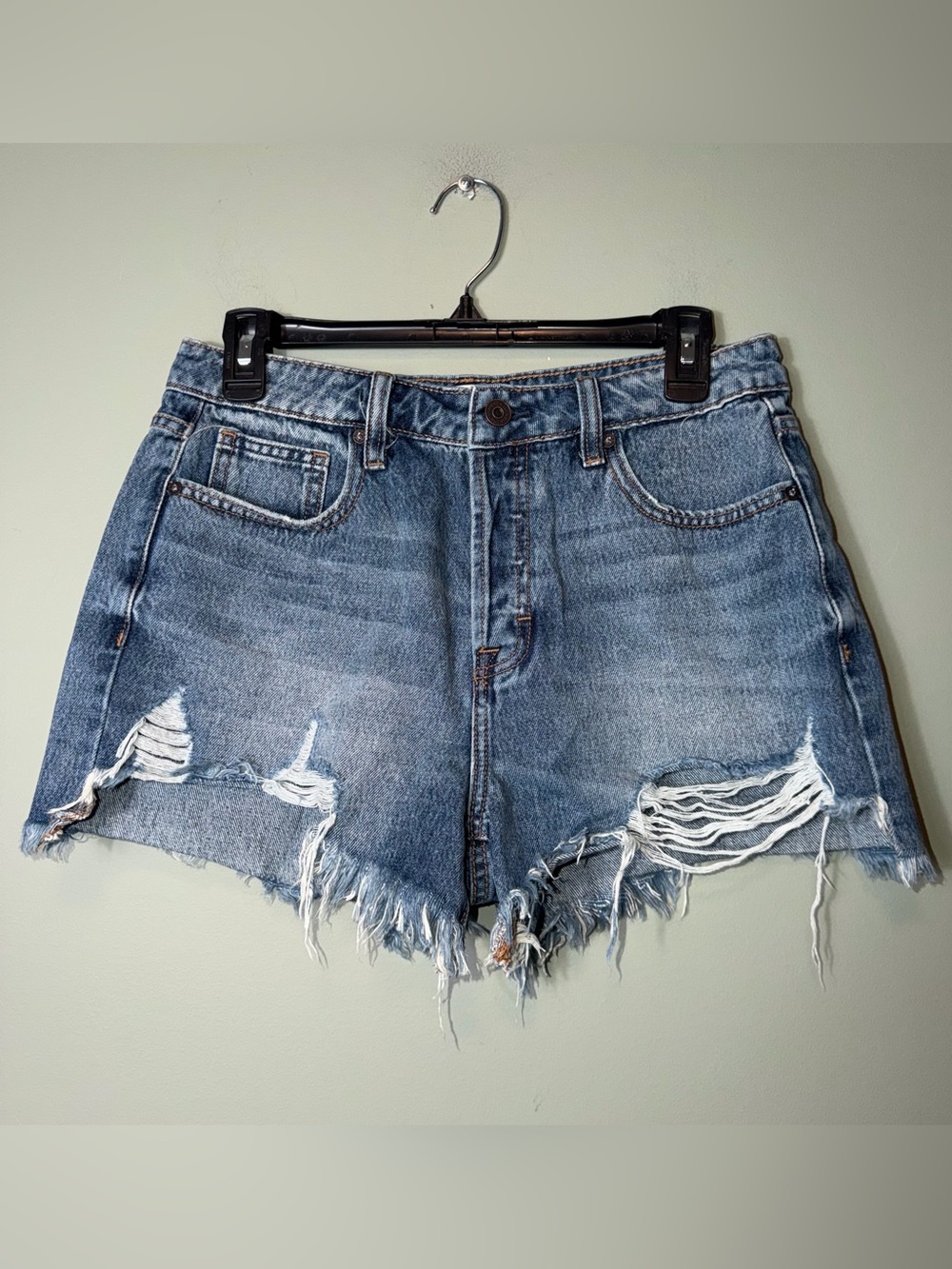 Hidden Distressed Denim Women’s Shorts - Blue Style HD4134M-DK Medium